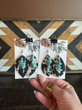 Load image into Gallery viewer, Genuine Leather And Turquoise Earrings
