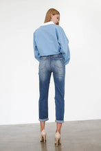 Load image into Gallery viewer, Mid Rise Knee Destroyed Girlfriend Jeans
