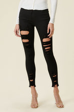 Load image into Gallery viewer, HIGH RISE DISTRESSED SKINNY W RAW HEM
