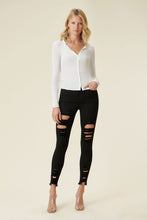 Load image into Gallery viewer, HIGH RISE DISTRESSED SKINNY W RAW HEM
