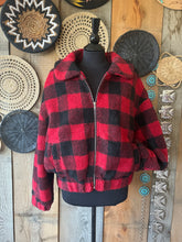 Load image into Gallery viewer, Buffalo Plaid Sherpa Zip-Up Jacket
