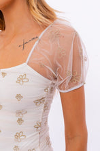 Load image into Gallery viewer, Puff Sleeve Embroidered Mesh Bodysuit
