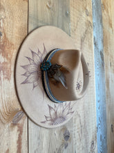 Load image into Gallery viewer, Sunflowers Burnt Hat With Hat Band
