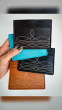 Load image into Gallery viewer, Western Boot Stitch Leather Credit Card Holder Money Holder
