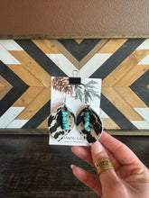 Load image into Gallery viewer, Genuine Leather And Turquoise Earrings
