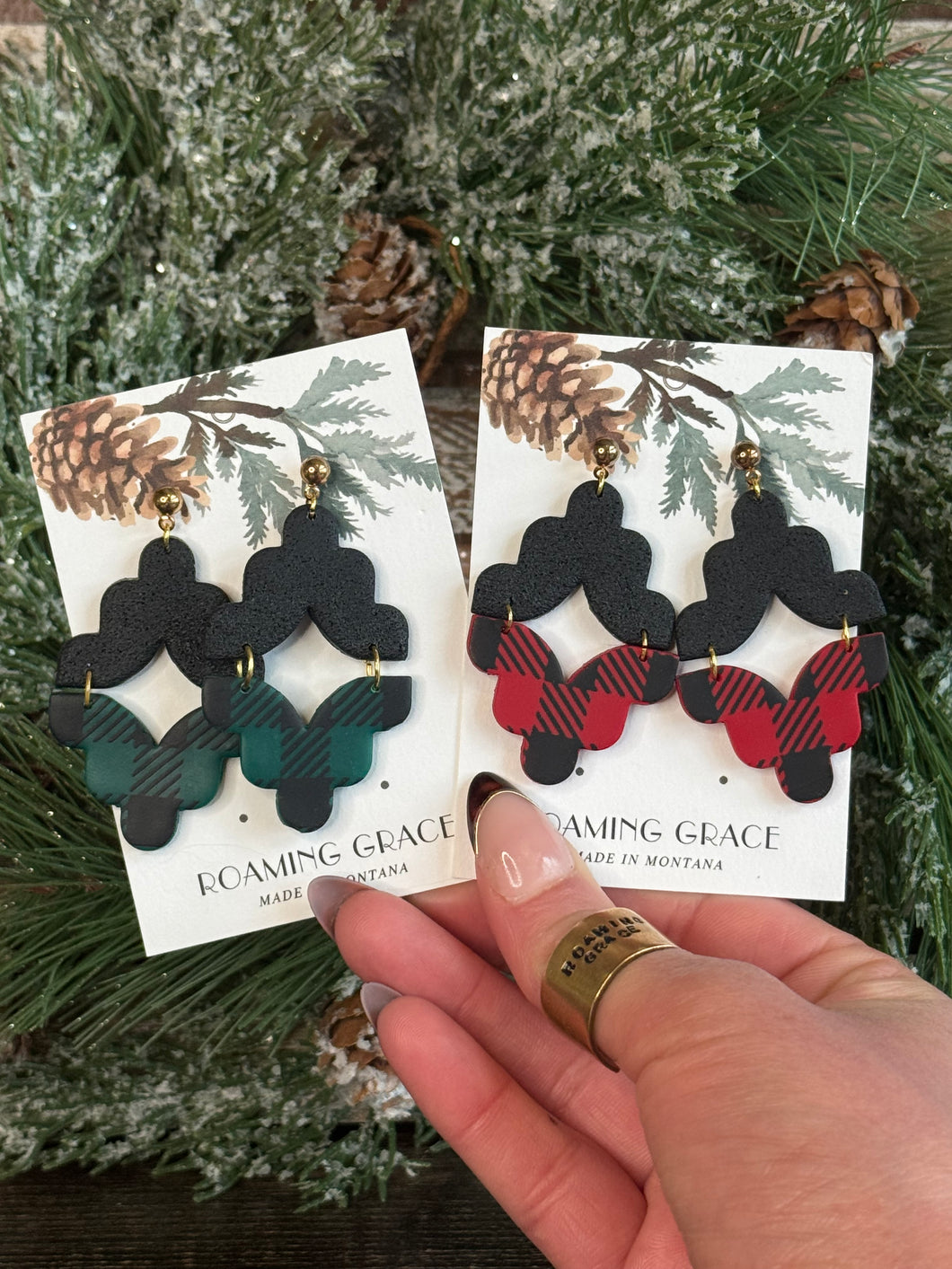 Plaid Detailed Statement Earrings