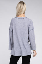 Load image into Gallery viewer, Ribbed Brushed Melange Hacci Henley Sweater
