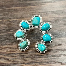 Load image into Gallery viewer, 88, Squash Blossom Turquoise Adjustable Ring
