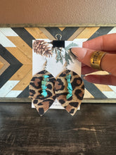 Load image into Gallery viewer, Leopard Genuine Leather And Turquoise Earrings

