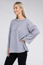 Load image into Gallery viewer, Ribbed Brushed Melange Hacci Henley Sweater
