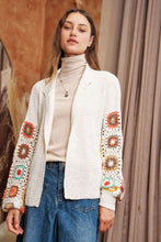 Load image into Gallery viewer, Crochet Floral Printed Long Sleeve Knit Cardigan
