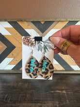 Load image into Gallery viewer, Leopard Genuine Leather And Turquoise Earrings
