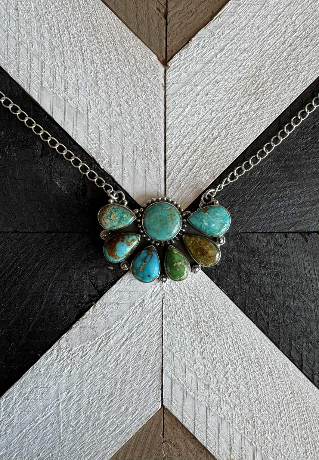 Handmade Sterling Silver South Hill Turquoise Necklace with Signed