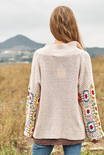 Load image into Gallery viewer, Crochet Floral Printed Long Sleeve Knit Cardigan
