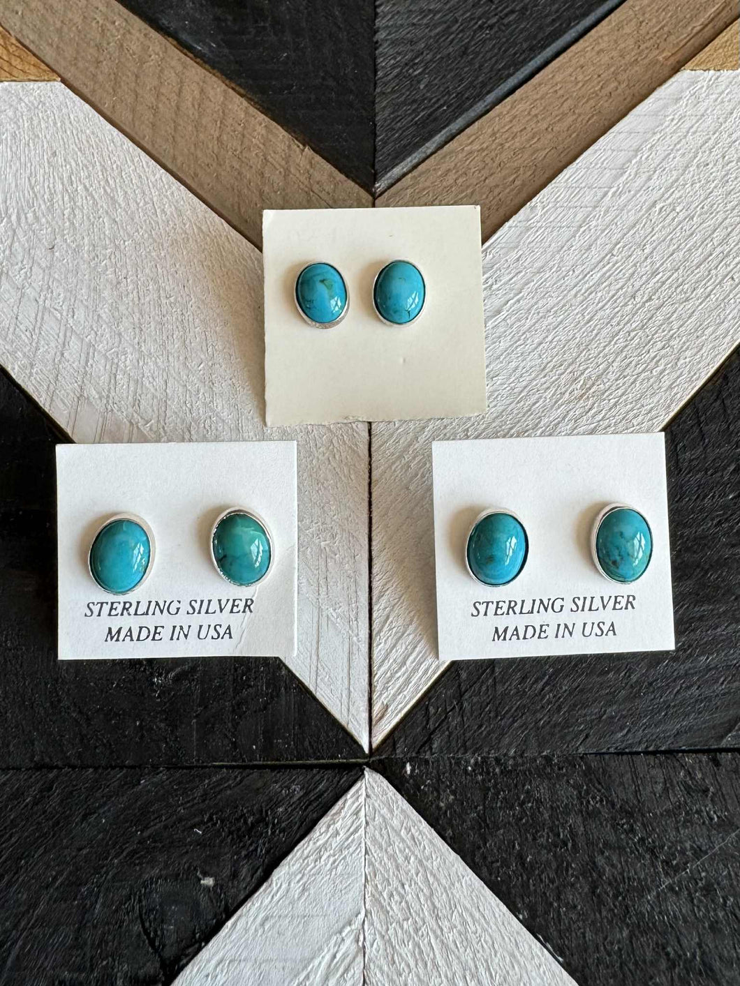 Beautiful Navajo Turquoise and Sterling Silver Studs