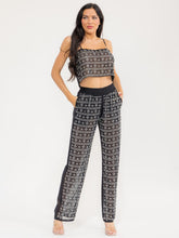 Load image into Gallery viewer, Women’s short sleeve crop top &amp; elastic waist pants mesh studs 2pc. set
