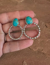 Load image into Gallery viewer, Genuine Sterling Silver And Turquoise Hoops
