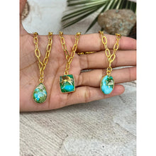Load image into Gallery viewer, “the Golden Collection” Handmade Natural Sonoran Mountain Turquoise Necklace
