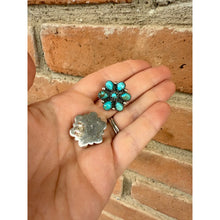 Load image into Gallery viewer, Handmade Flower Cluster Sterling Silver &amp; Turquoise Post Earring 7 Stone
