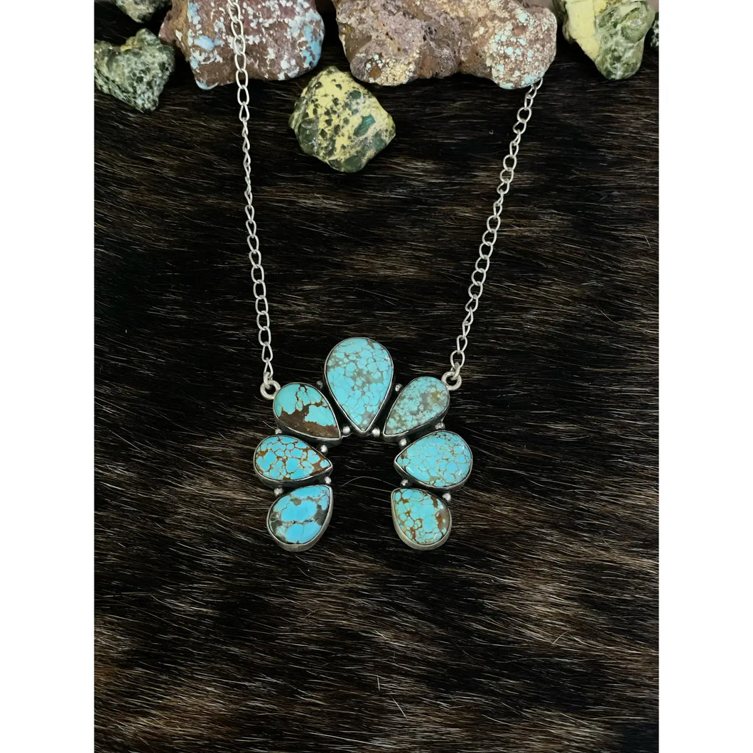 Handmade Sterling Silver Number 8 Turquoise Necklace with Signed
