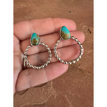 Load image into Gallery viewer, Handmade Turquoise &amp; Sterling Silver Hoop Earrings More Matrix
