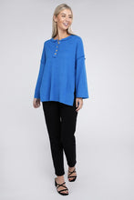 Load image into Gallery viewer, Ribbed Brushed Melange Hacci Henley Sweater
