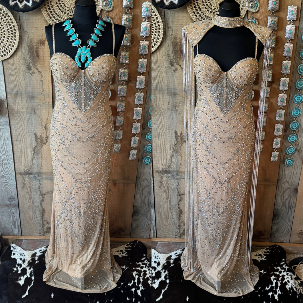 Hattie Rhinestone Embellished Mermaid Maxi Dress