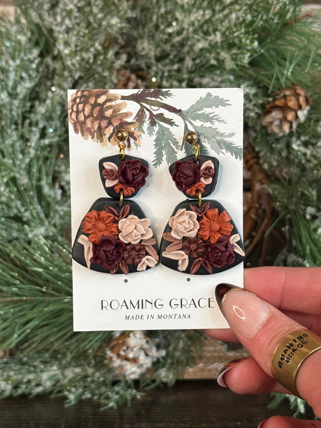 Floral Statement Dangle Earrings