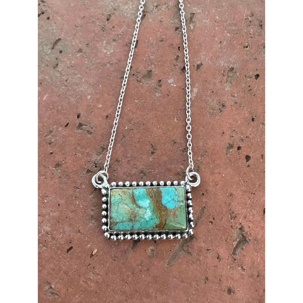 Handmade Sterling Silver Kingman Turquoise Bar Necklaces Camiono