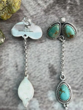 Load image into Gallery viewer, Handmade Sterling Silver Old Stock Royston Turquoise Post Dangle Earrings &quot;Signed
