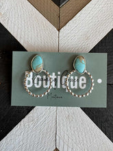 Load image into Gallery viewer, Handmade Turquoise &amp; Sterling Silver Hoop Earrings More Matrix
