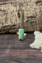 Load image into Gallery viewer, “THE GOLDEN COLLECTION” NATURAL KINGMAN TURQUOISE ADJUSTABLE RING
