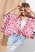 Load image into Gallery viewer, LIGHT WOVEN SQUARED OPEN KIMONO CARDIGAN WITH TIE
