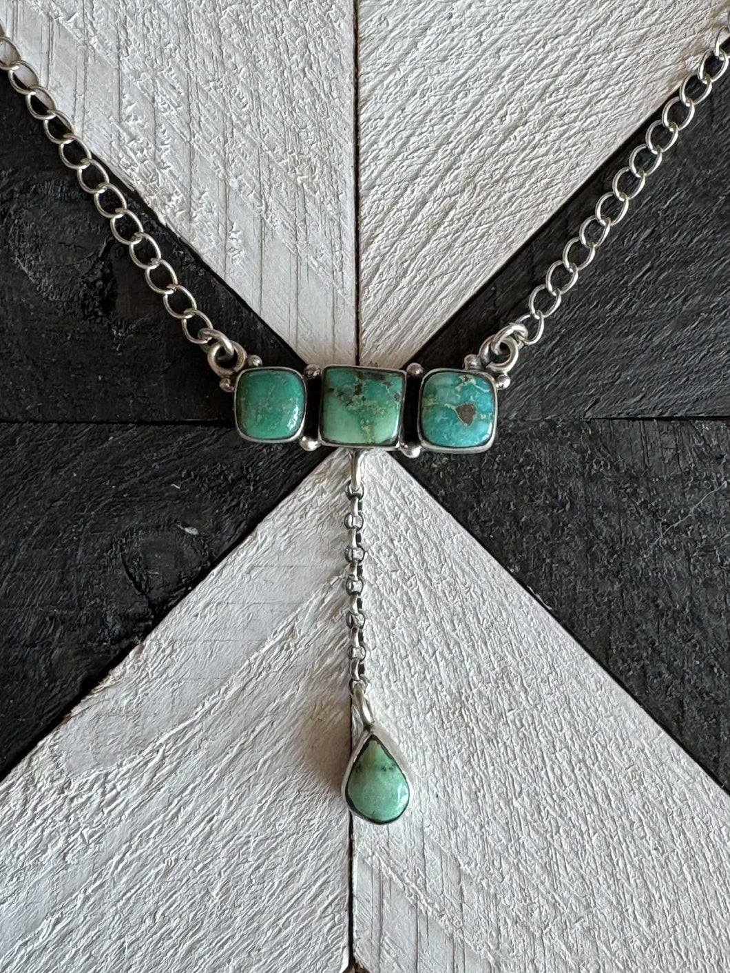 Handmade Sterling Silver Sonoran Mountain Turquoise Bar Drop Necklace