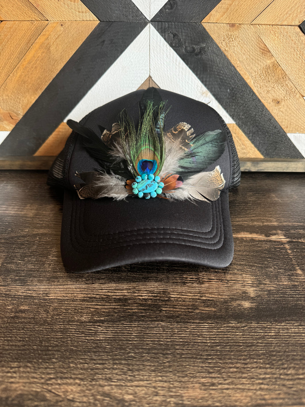 Handmade Feather Trucker Hat 3