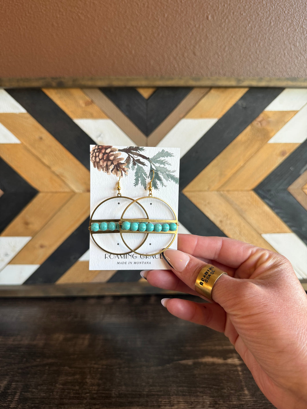 Gold And Turquoise Statement Earrings