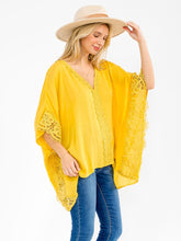 Load image into Gallery viewer, Pop of sunshine lace kimono blouse
