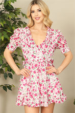 Load image into Gallery viewer, Fuchsia Floral Ruffle Detailed Dress
