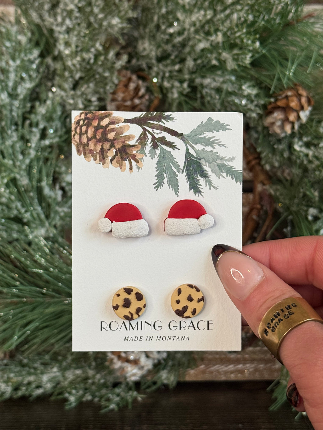 Santa Hat And Cookie Stud Pack