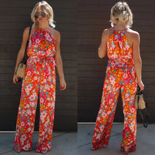 Load image into Gallery viewer, Retro Floral Satin Jumpsuit
