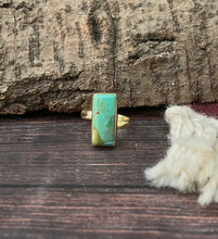 Load image into Gallery viewer, “THE GOLDEN COLLECTION” NATURAL KINGMAN TURQUOISE ADJUSTABLE RING
