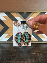Load image into Gallery viewer, Leopard Genuine Leather And Turquoise Earrings
