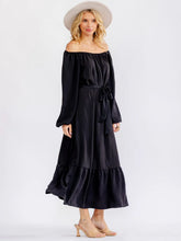 Load image into Gallery viewer, Midnight Mesa Off Shoulder Maxi Dress
