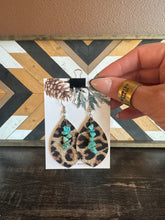 Load image into Gallery viewer, Leopard Genuine Leather And Turquoise Earrings
