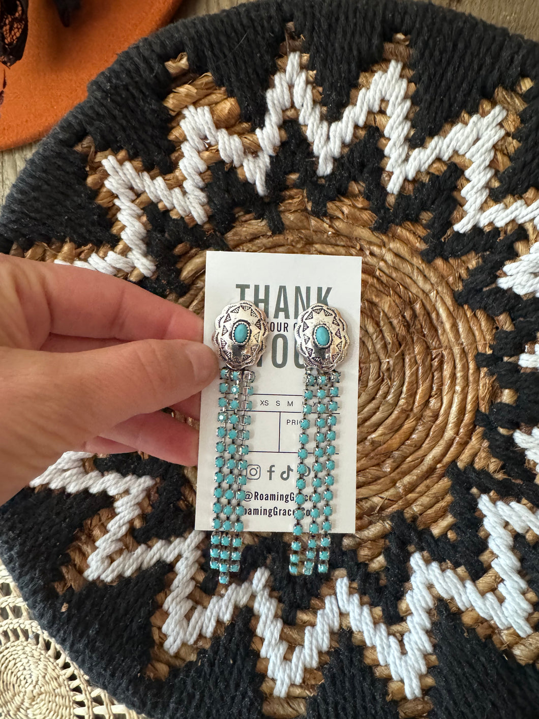 Concho Drop Dangle Western Earring