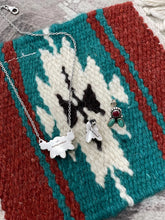 Load image into Gallery viewer, HANDMADE STERLING SILVER KINGMAN TURQUOISE WITH DAHLIA ROSE NECKLACE EARRINGS SET WITH SIGNED NIZHONI
