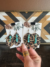 Load image into Gallery viewer, Leopard Genuine Leather And Turquoise Earrings
