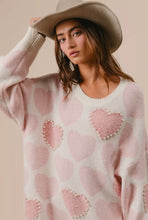 Load image into Gallery viewer, Heart Sweater Top with Pearl Detail ￼
