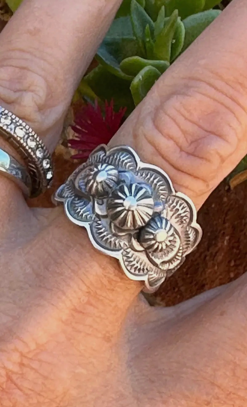 THE CASSIDY STERLING FLOWER CIGAR BAND RING