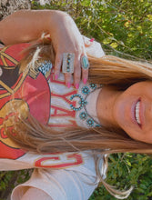 Load image into Gallery viewer, TURQUOISE BOMBSHELL HANDMADE STERLING SILVER &amp; TURQUOISE SQUASH BLOSSOM NECKLACE SIGNED
